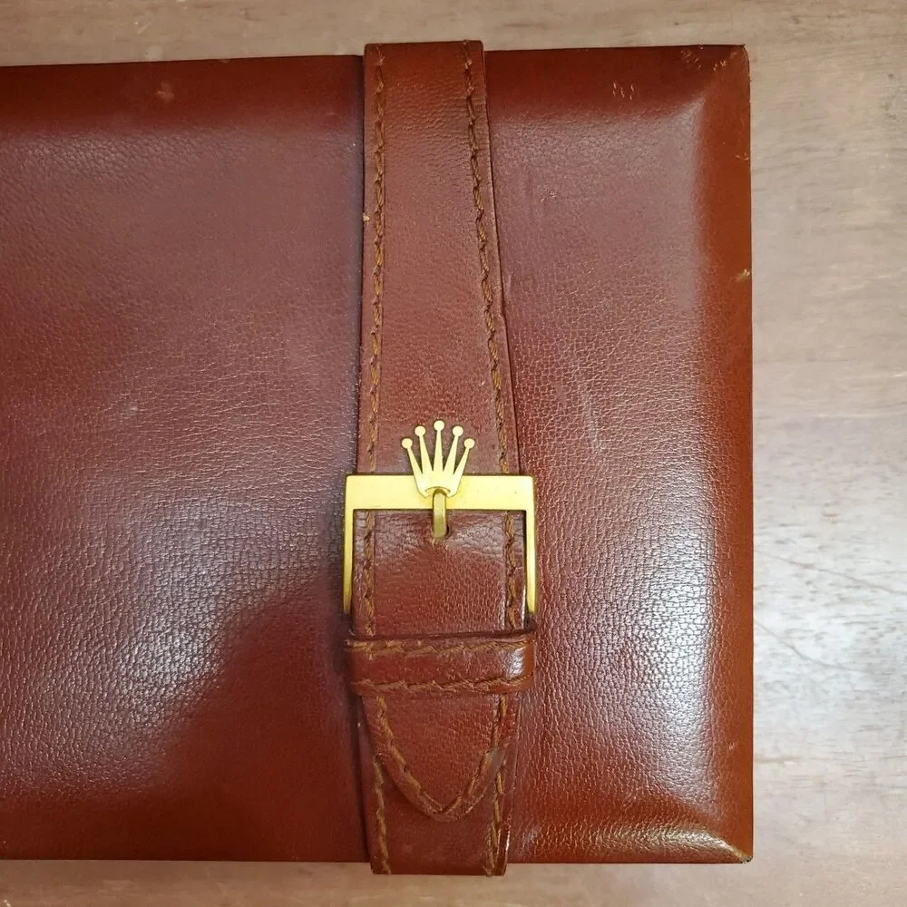 Vintage Rolex Presidential Day-Date Empty Leather Wood Watch Box Case 56.00.2